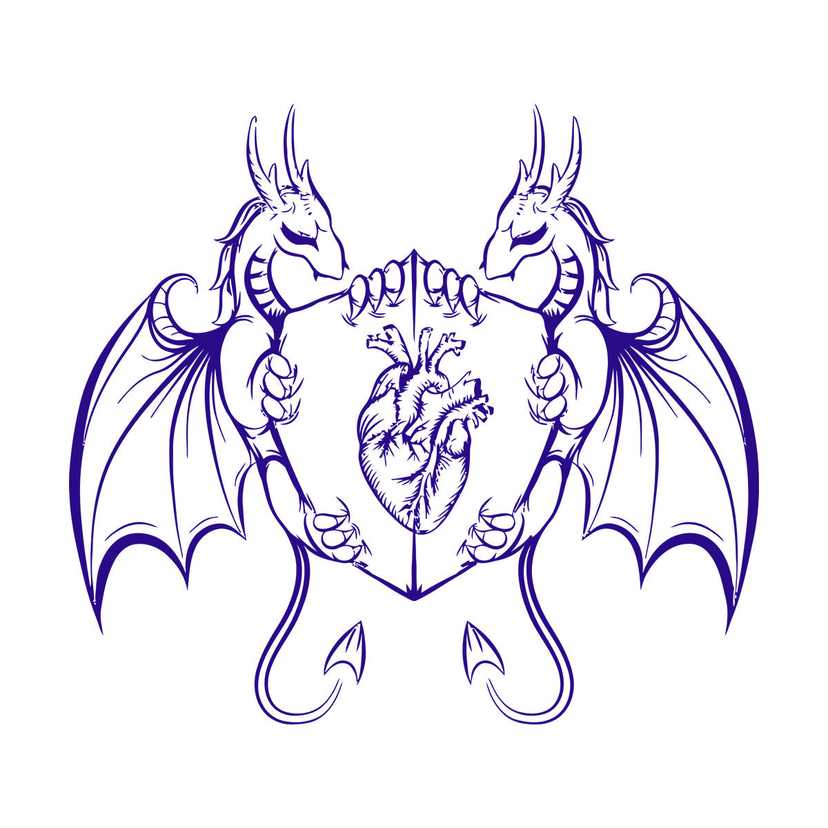 Engraving Decals Dragons Heart Shield Fantasy Myth Kids It Won'T Fall Off