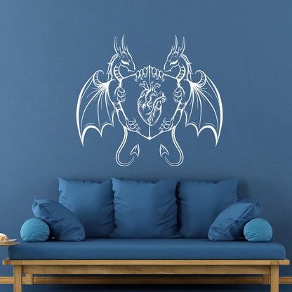 Engraving Decals Dragons Heart Shield Fantasy Myth Kids It Won'T Fall Off