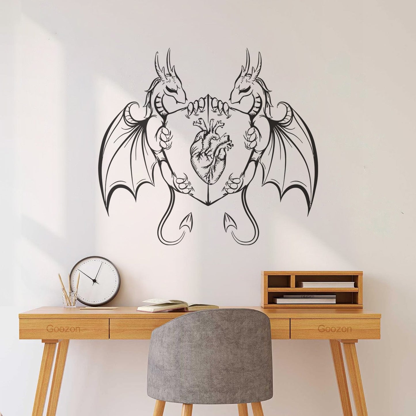 Engraving Decals Dragons Heart Shield Fantasy Myth Kids It Won'T Fall Off