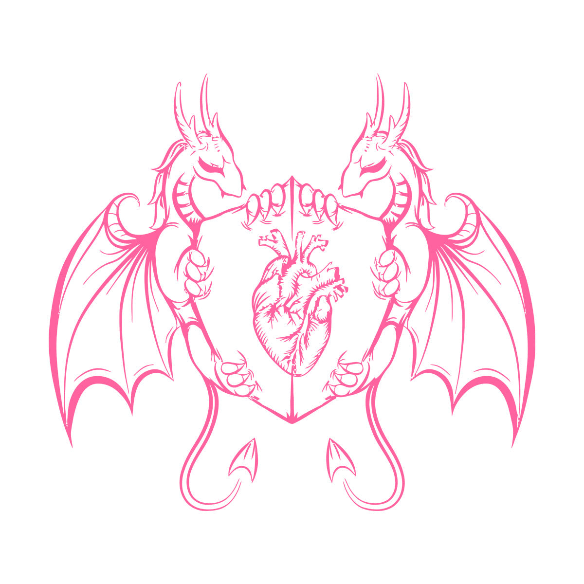 Engraving Decals Dragons Heart Shield Fantasy Myth Kids It Won'T Fall Off