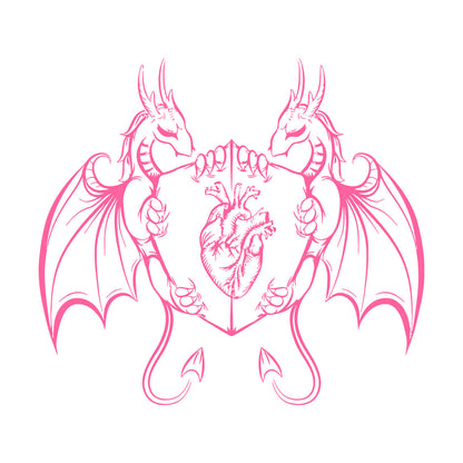 Engraving Decals Dragons Heart Shield Fantasy Myth Kids It Won'T Fall Off