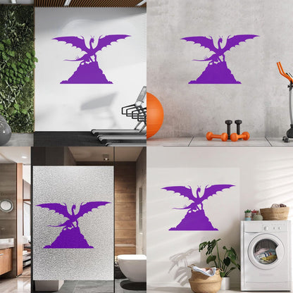 Dragon Silhouette Fantasy Kids Ation Mural And Wall Vinyl Decal Personalized Customization