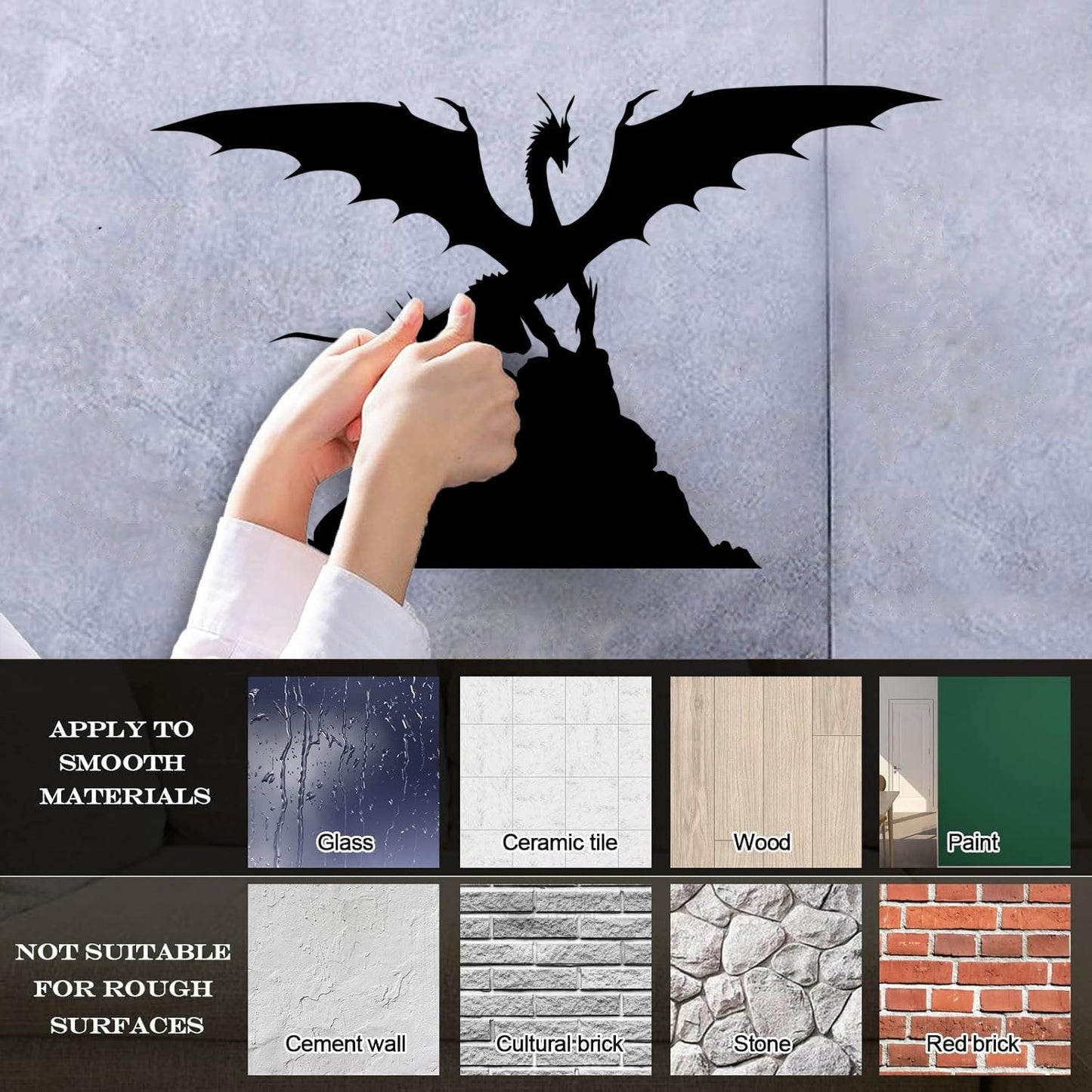 Dragon Silhouette Fantasy Kids Ation Mural And Wall Vinyl Decal Personalized Customization