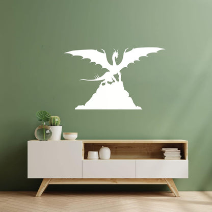 Dragon Silhouette Fantasy Kids Ation Mural And Wall Vinyl Decal Personalized Customization