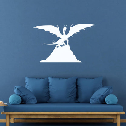 Dragon Silhouette Fantasy Kids Ation Mural And Wall Vinyl Decal Personalized Customization