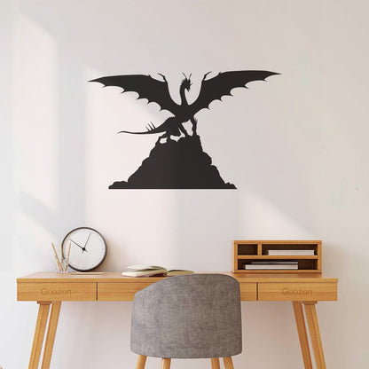 Dragon Silhouette Fantasy Kids Ation Mural And Wall Vinyl Decal Personalized Customization