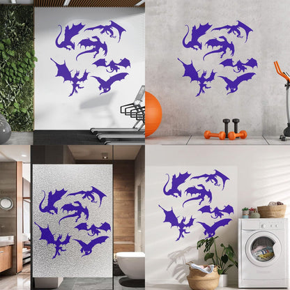 Wall Vinyl Sticker Decor Dragons Silhouette Fantasy Child Kids Art Decoration