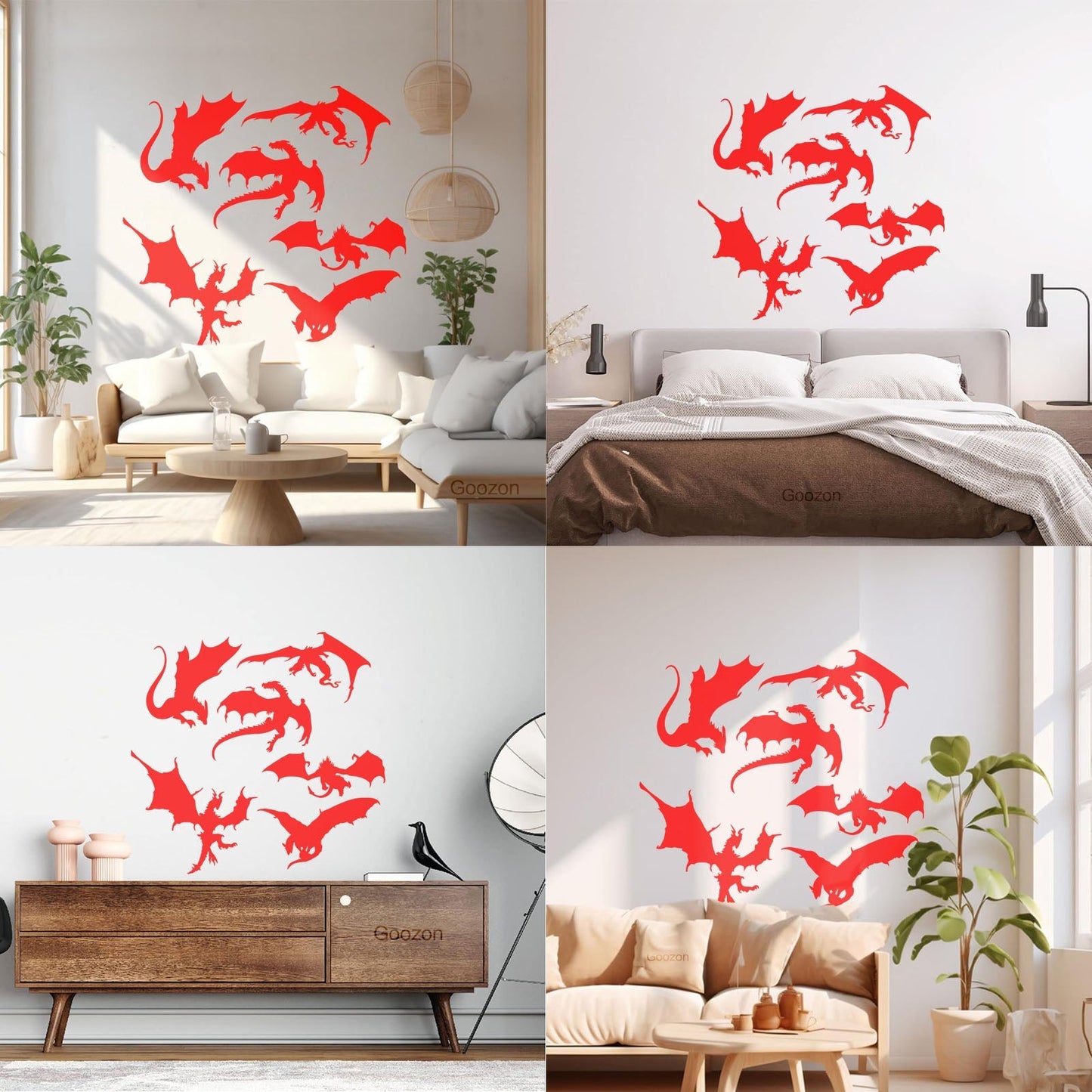 Wall Vinyl Sticker Decor Dragons Silhouette Fantasy Child Kids Art Decoration