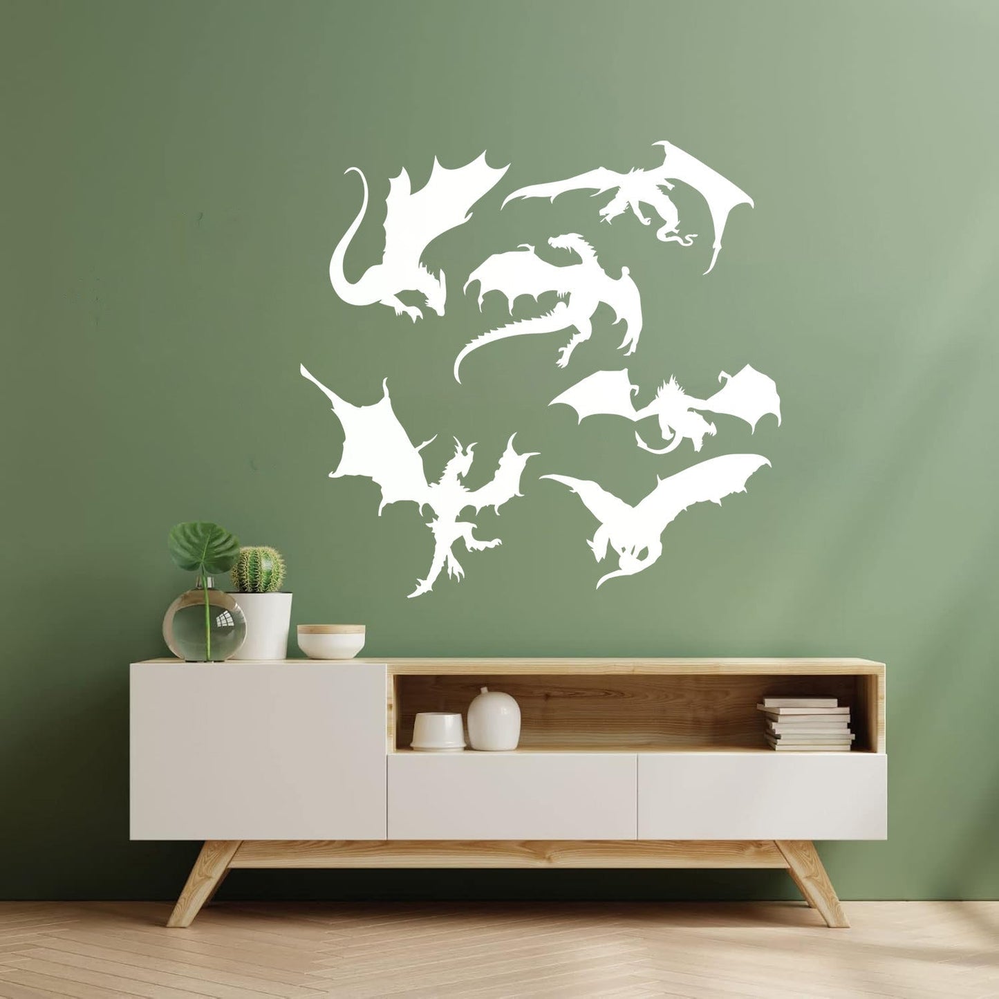 Wall Vinyl Sticker Decor Dragons Silhouette Fantasy Child Kids Art Decoration