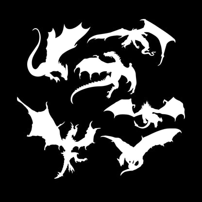 Wall Vinyl Sticker Decor Dragons Silhouette Fantasy Child Kids Art Decoration