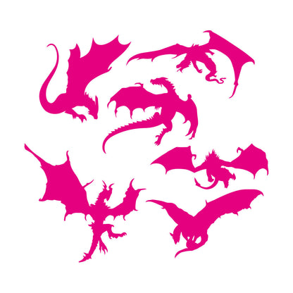 Wall Vinyl Sticker Decor Dragons Silhouette Fantasy Child Kids Art Decoration
