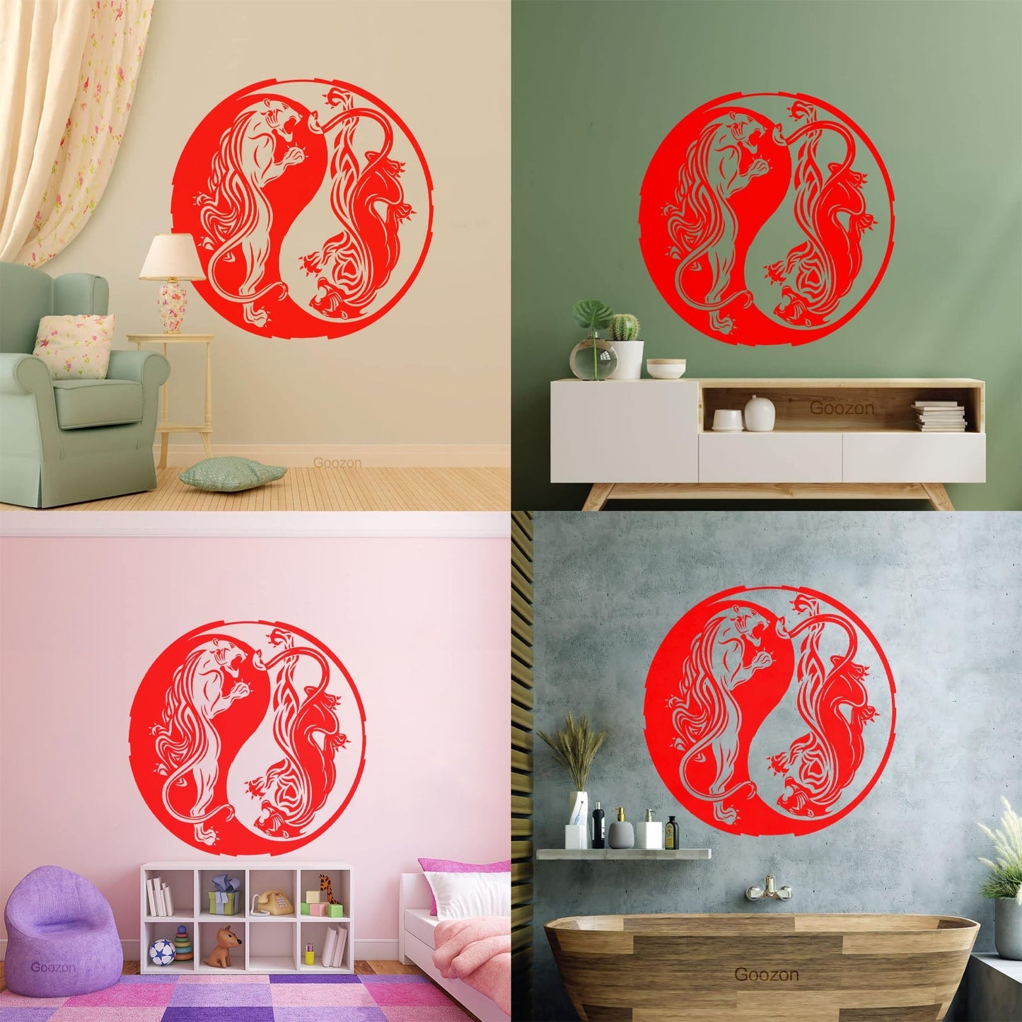 Lettering Decals Asian Dragon Yin Yang Zen Fantasy Animal Tattoo Culture