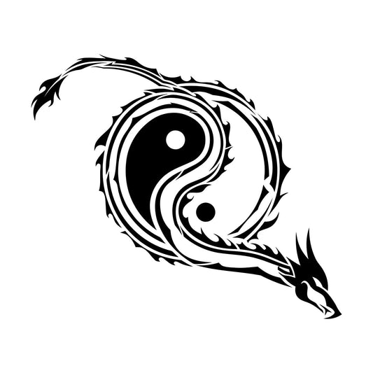 Lettering Stickers Dragon Yin Yang Zen Oriental Myth Asian Fantasy Self Adhesive