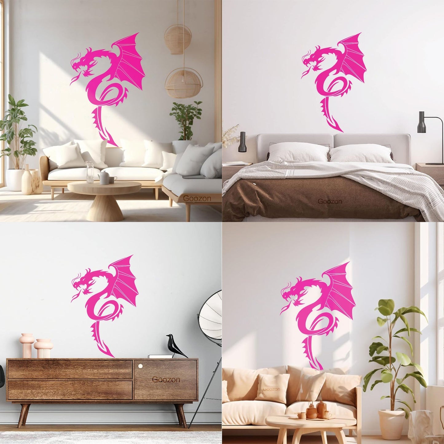 Vinyl Wall Decals Evil Fire Dragon Fantasy Magical Animal Easy Installation