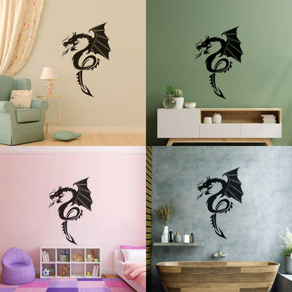 Vinyl Wall Decals Evil Fire Dragon Fantasy Magical Animal Easy Installation