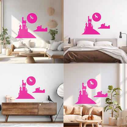 Mural And Wall Vinyl Decal Fairy Tale Dragon Castle Nursery Fantasy Kids Multiple Size Options