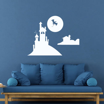 Mural And Wall Vinyl Decal Fairy Tale Dragon Castle Nursery Fantasy Kids Multiple Size Options