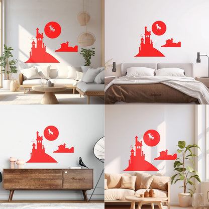 Mural And Wall Vinyl Decal Fairy Tale Dragon Castle Nursery Fantasy Kids Multiple Size Options