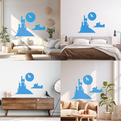 Mural And Wall Vinyl Decal Fairy Tale Dragon Castle Nursery Fantasy Kids Multiple Size Options
