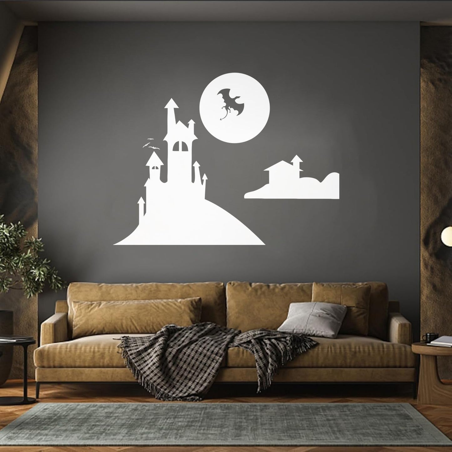 Mural And Wall Vinyl Decal Fairy Tale Dragon Castle Nursery Fantasy Kids Multiple Size Options