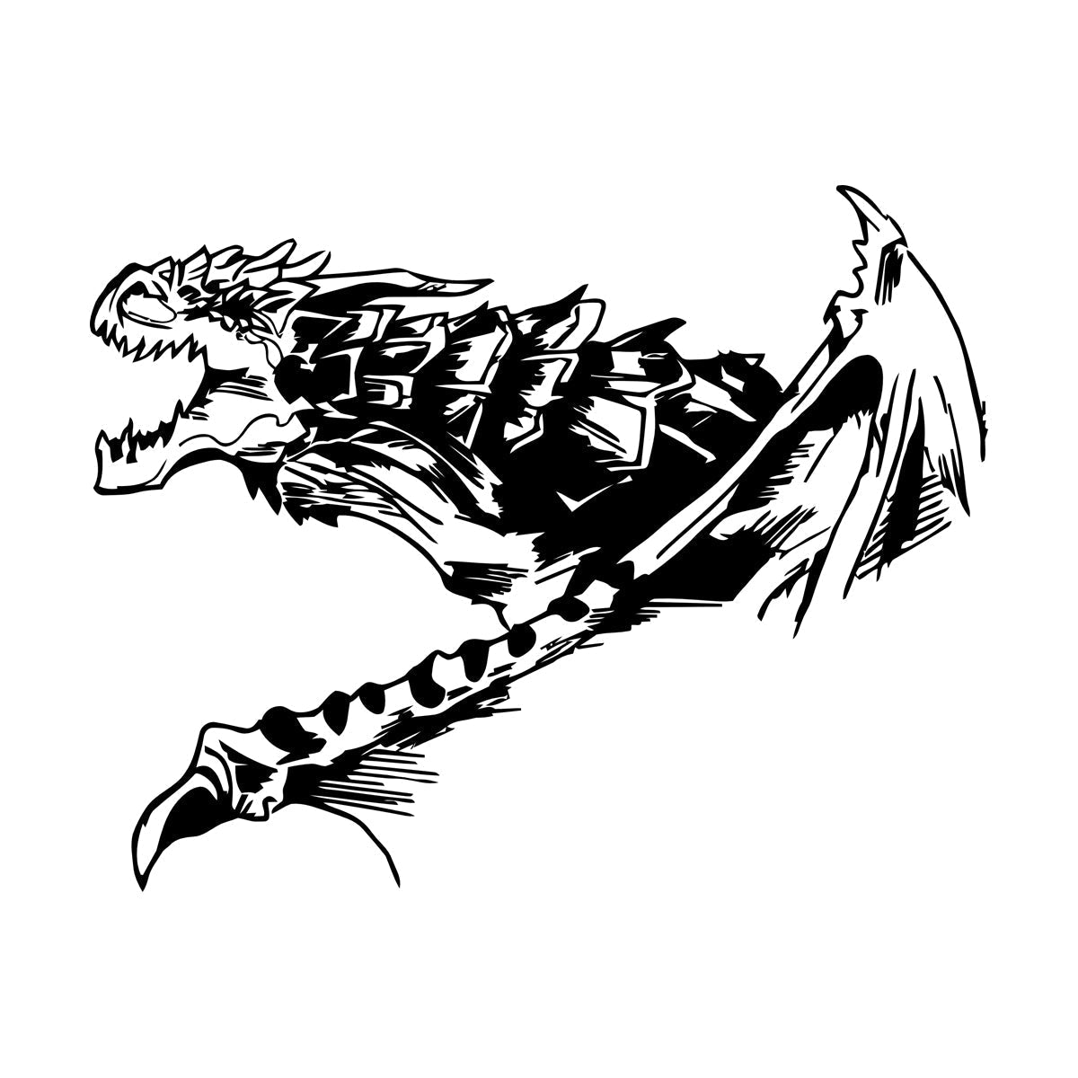 Wall Decals Pvc Fantasy Abstract Fire Breathing Winged Dragon Glass Stickers