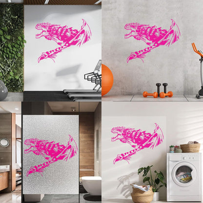 Wall Decals Pvc Fantasy Abstract Fire Breathing Winged Dragon Glass Stickers