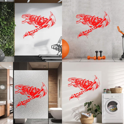 Wall Decals Pvc Fantasy Abstract Fire Breathing Winged Dragon Glass Stickers