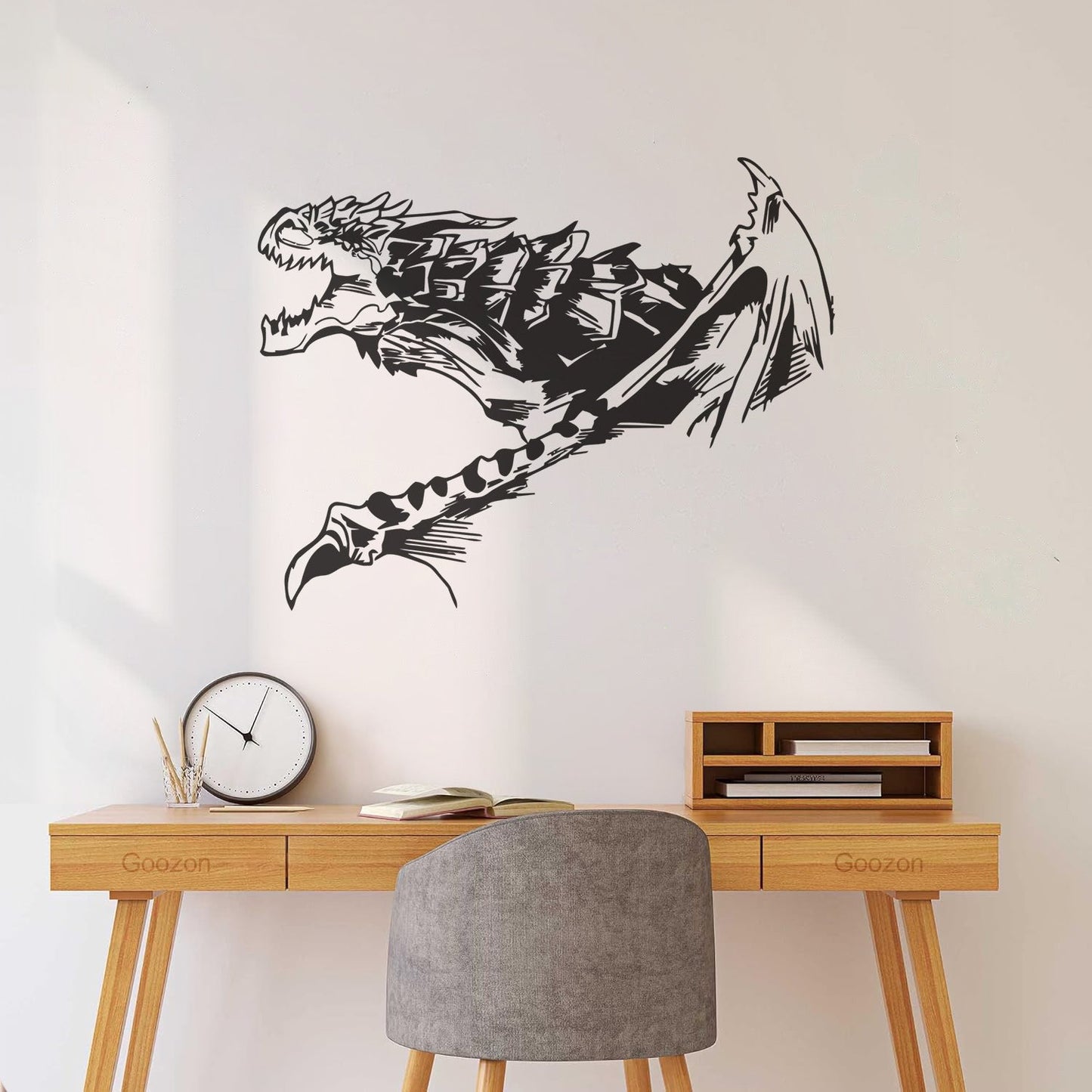 Wall Decals Pvc Fantasy Abstract Fire Breathing Winged Dragon Glass Stickers