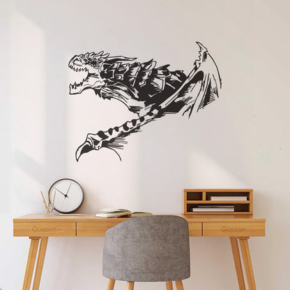 Wall Decals Pvc Fantasy Abstract Fire Breathing Winged Dragon Glass Stickers