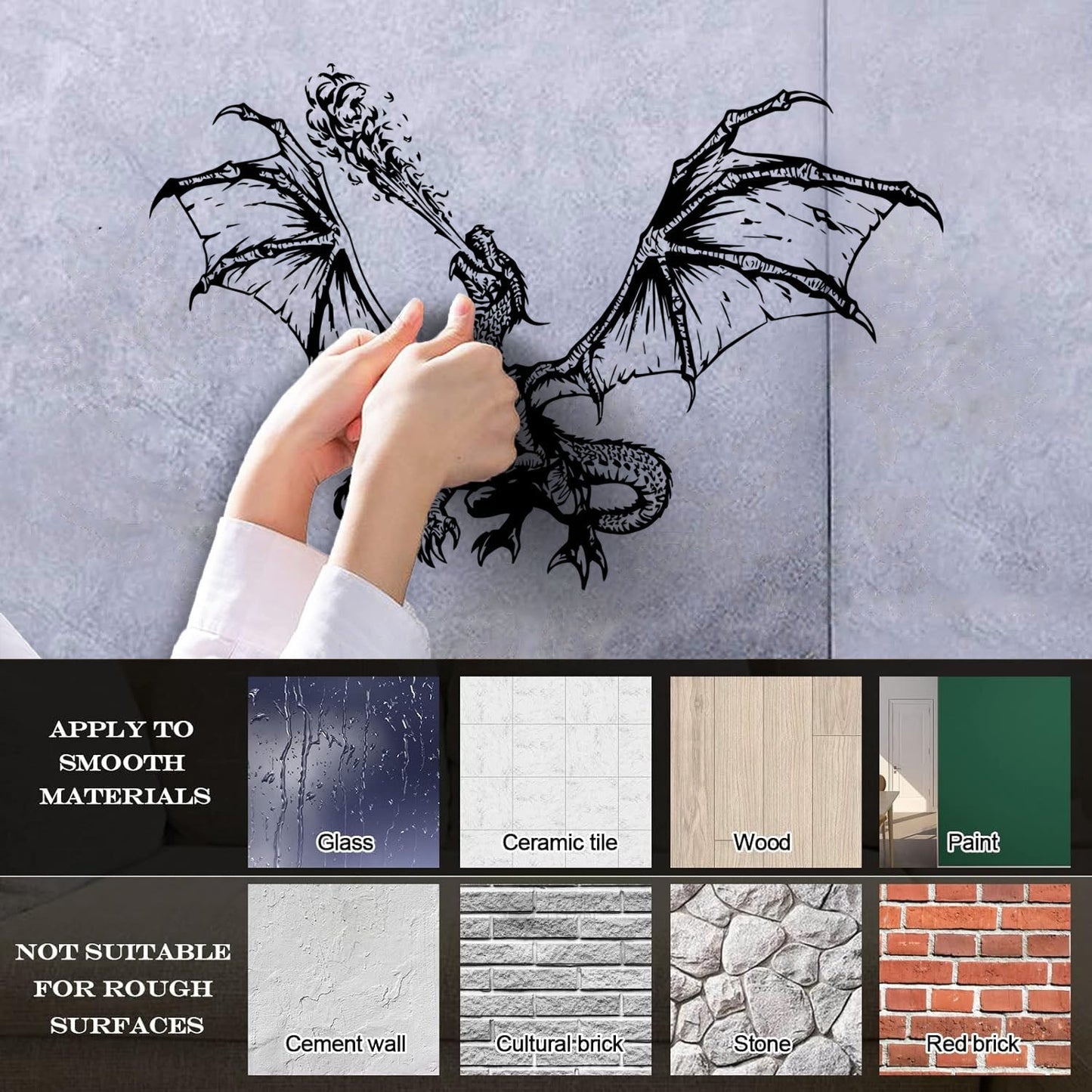 Wall Decals Fantasy Animal Magical Myth Dragon Wings Self Adhesive