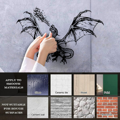 Wall Decals Fantasy Animal Magical Myth Dragon Wings Self Adhesive