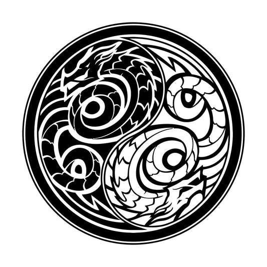 Lettering Decals Yin Yang Dragons Fantasy Mythology Asian Art Decoration