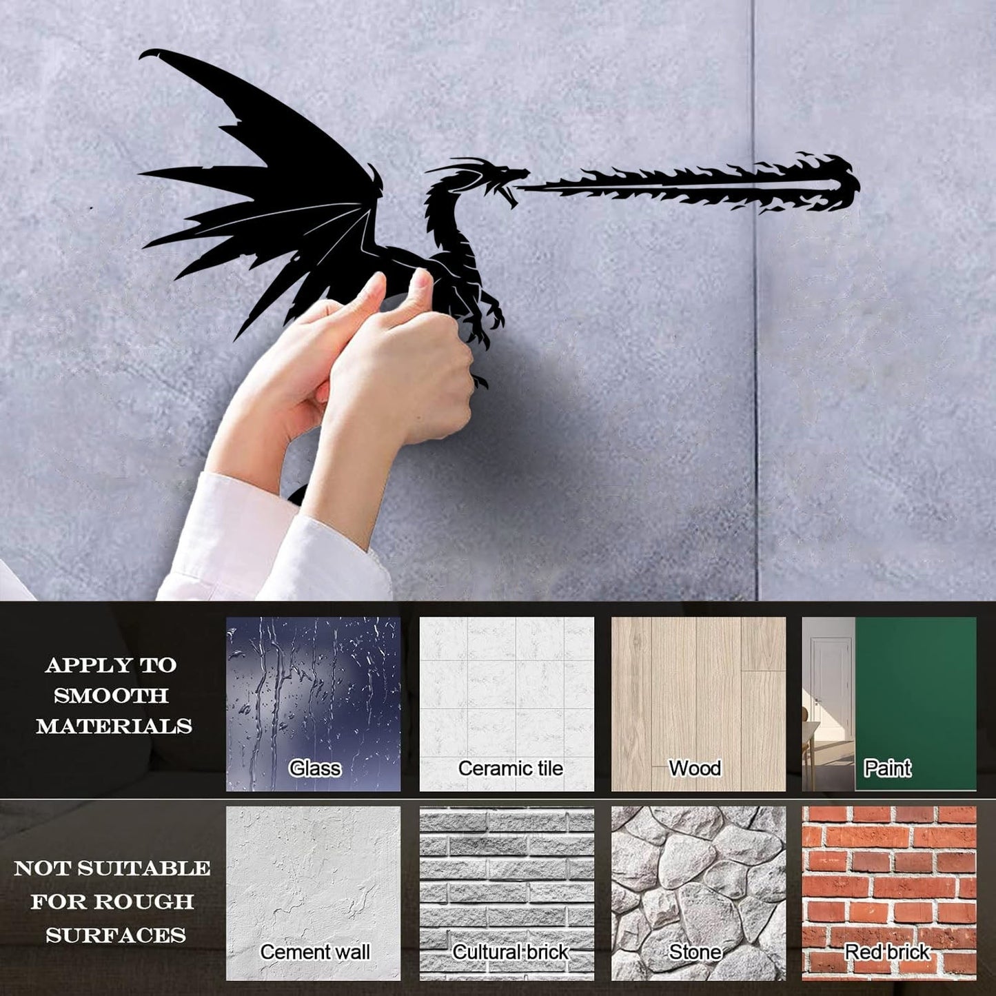 Lettering Stickers Fantasy Fire Breathing Dragon Fly Myth Car Body Decoration