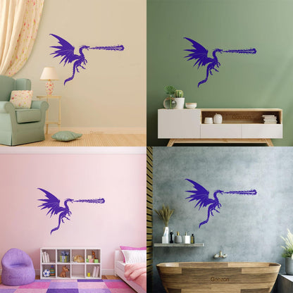 Lettering Stickers Fantasy Fire Breathing Dragon Fly Myth Car Body Decoration