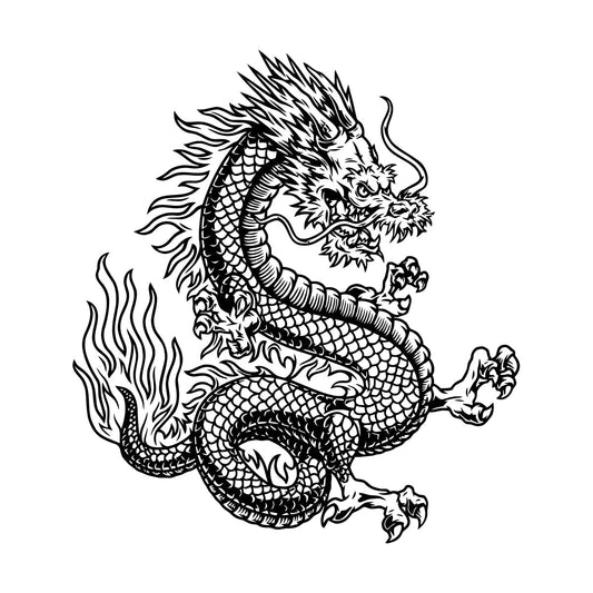 Vinyl Wall Stickers Fantasy Japanese Dragon Snake Mythology Glass Stickers