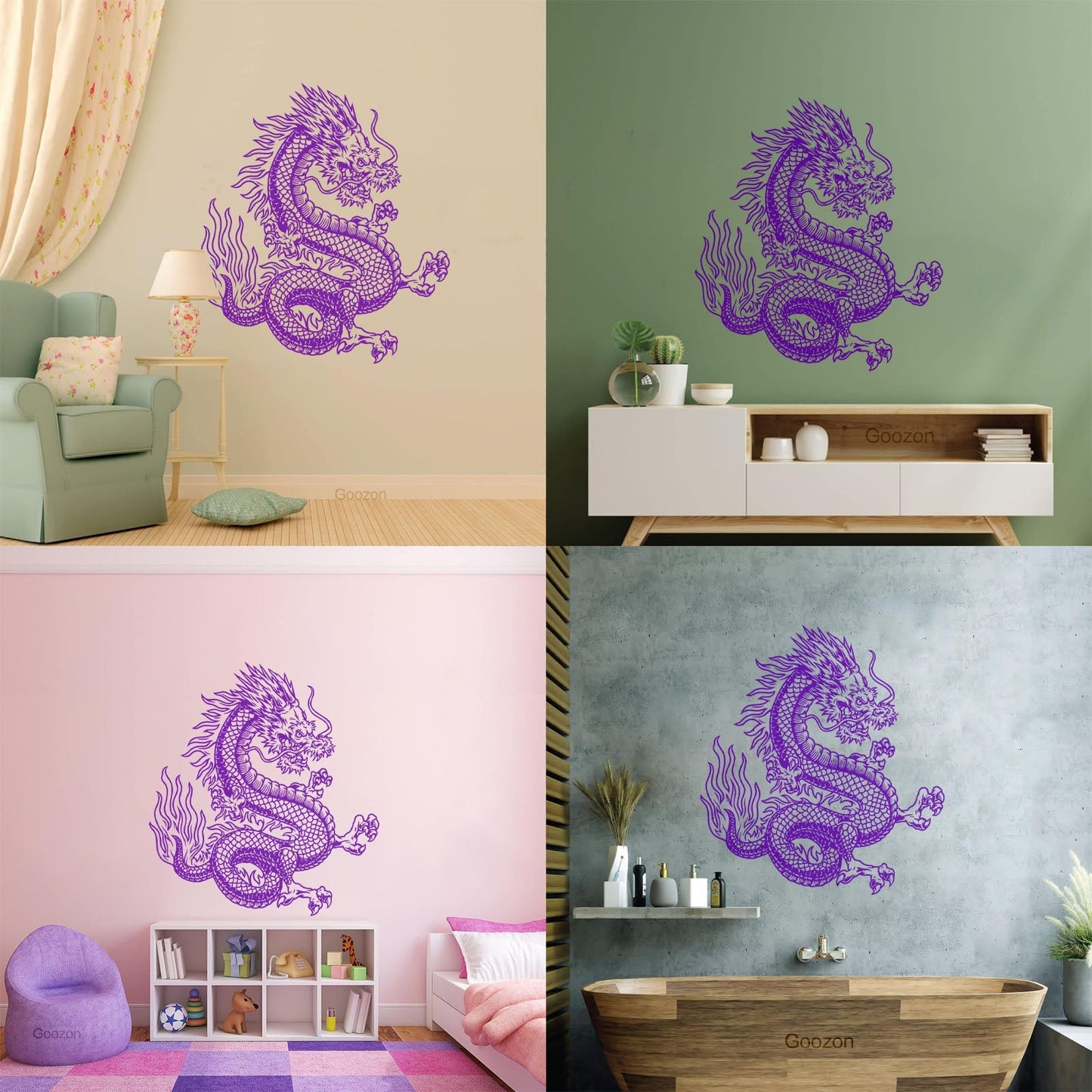Vinyl Wall Stickers Fantasy Japanese Dragon Snake Mythology Glass Stickers