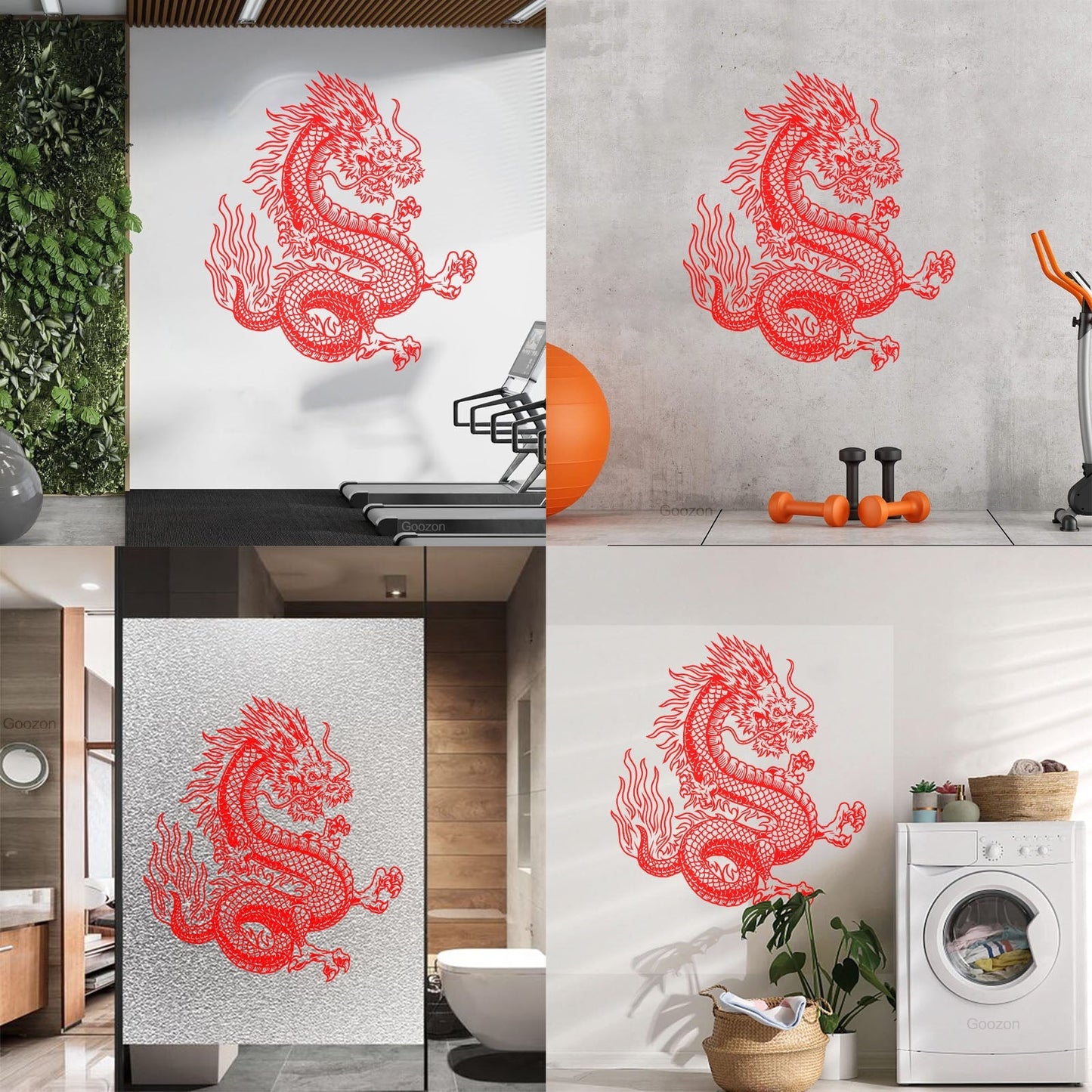 Vinyl Wall Stickers Fantasy Japanese Dragon Snake Mythology Glass Stickers