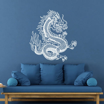 Vinyl Wall Stickers Fantasy Japanese Dragon Snake Mythology Glass Stickers