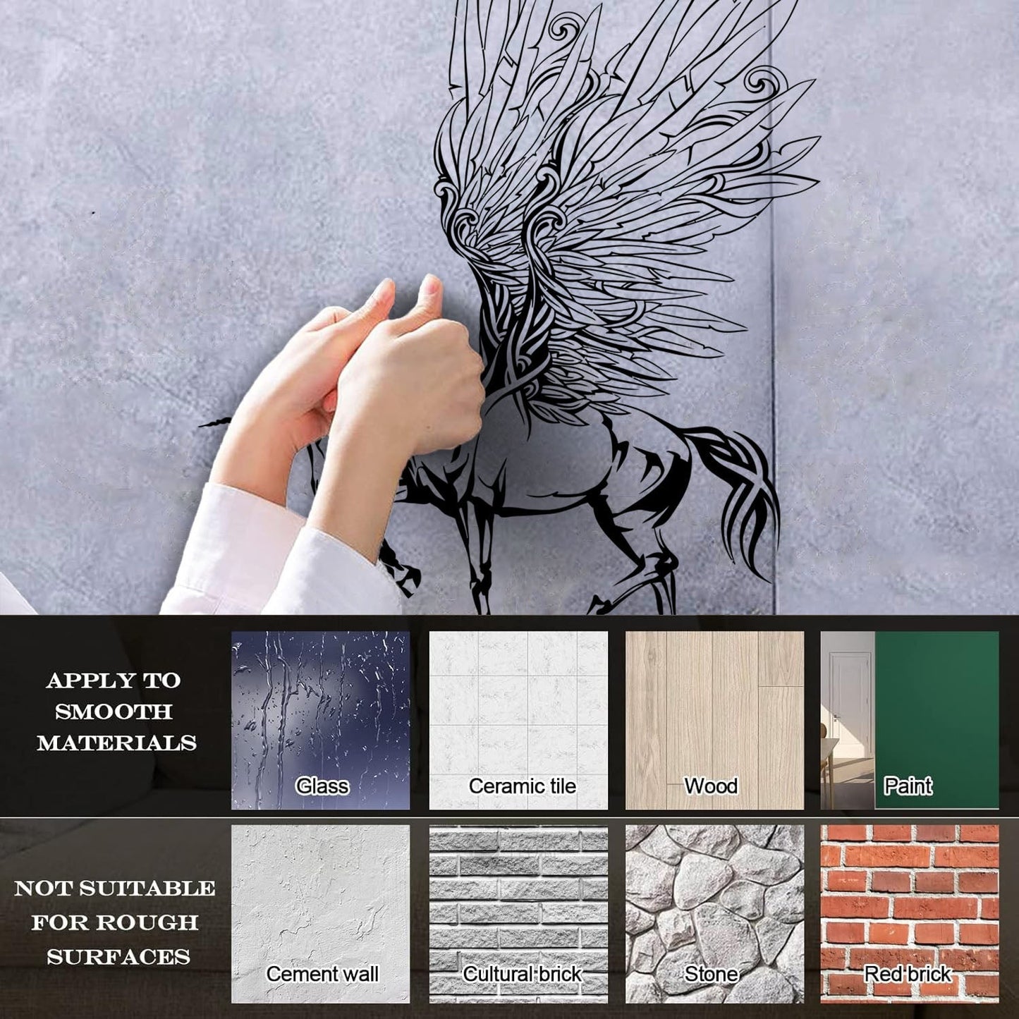 Engraving Decals Fantasy Pegasus Unicorn Wings Fairy Tale Children'S Removable Without Leaving Glue