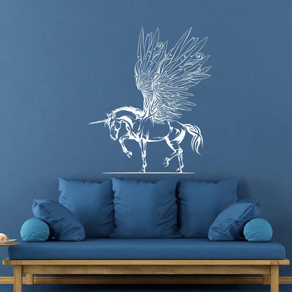 Engraving Decals Fantasy Pegasus Unicorn Wings Fairy Tale Children'S Removable Without Leaving Glue