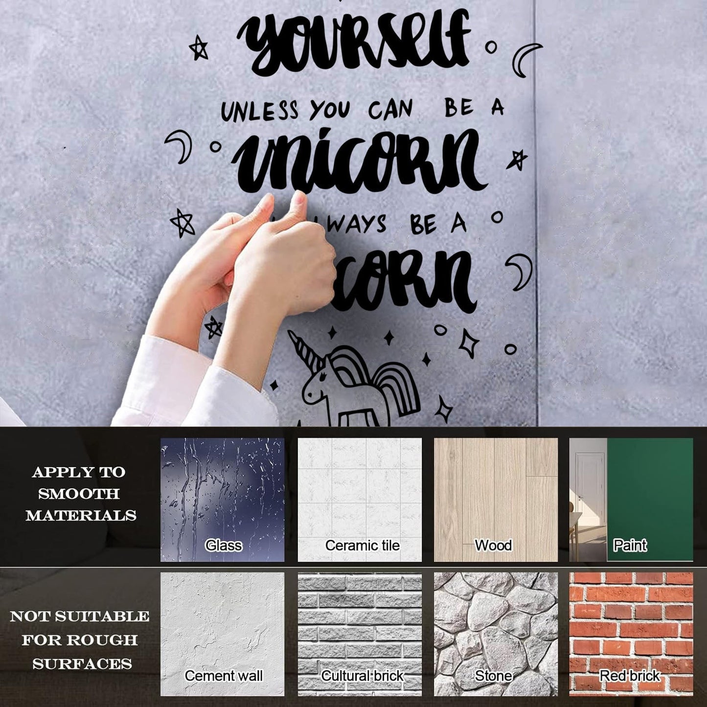 Wall Stickers Paster Paper Fantasy Unicorn Funny Phrase Quote Bedroom Do Not Damage The Wall Surface