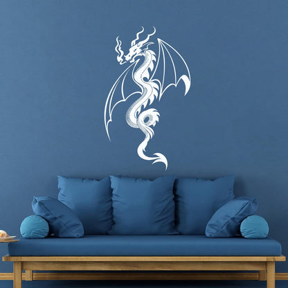 Wall Vinyl Sticker Decor Fire Breathing Dragon Fantasy Fairy Tale Multi Color Selection