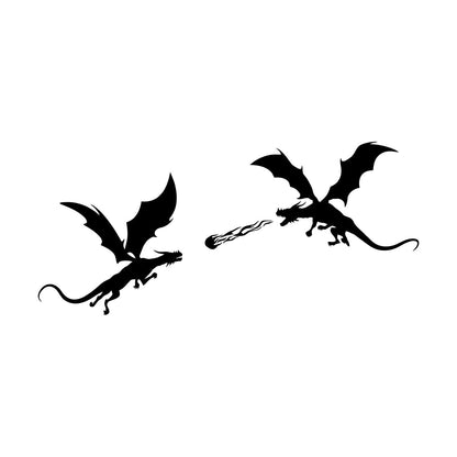 Fine Carving Decals Fire Breathing Dragons Fantasy Fairy Tale Art Mural Painting