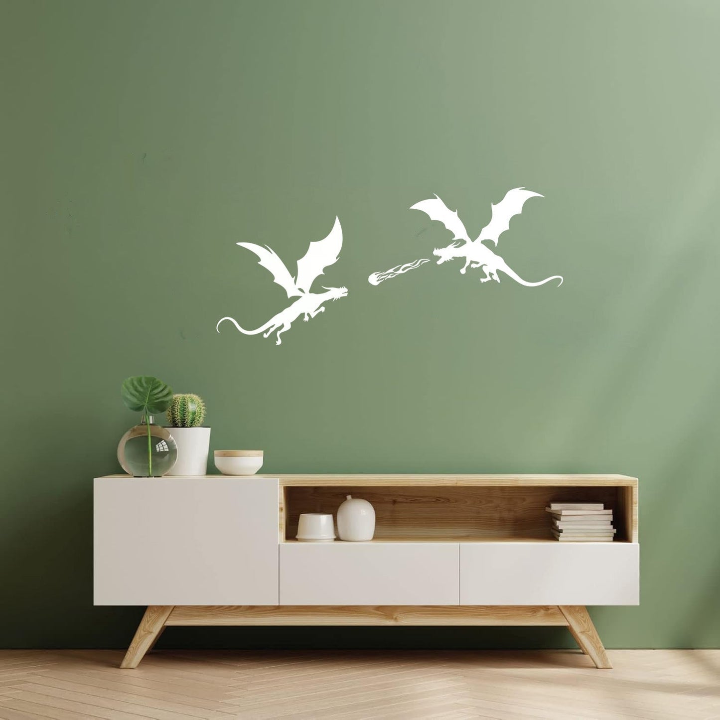 Fine Carving Decals Fire Breathing Dragons Fantasy Fairy Tale Art Mural Painting