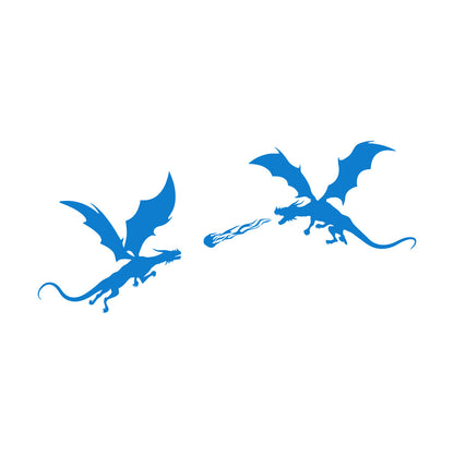 Fine Carving Decals Fire Breathing Dragons Fantasy Fairy Tale Art Mural Painting