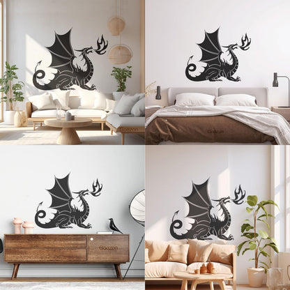 Vinyl Art Sticker Dragon Fire Mythology Fantasy Beast Multiple Size Options