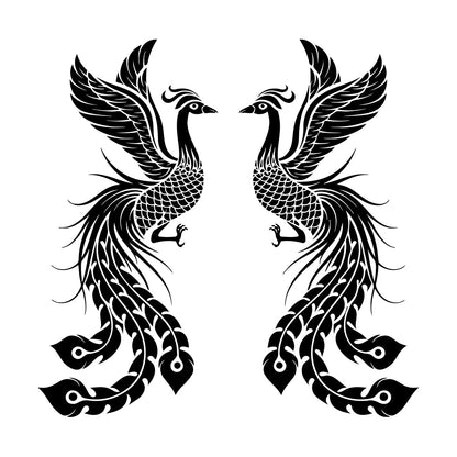 Fire Phoenix Couple Fantasy Birds Myth Engraving Stickers Waterproof