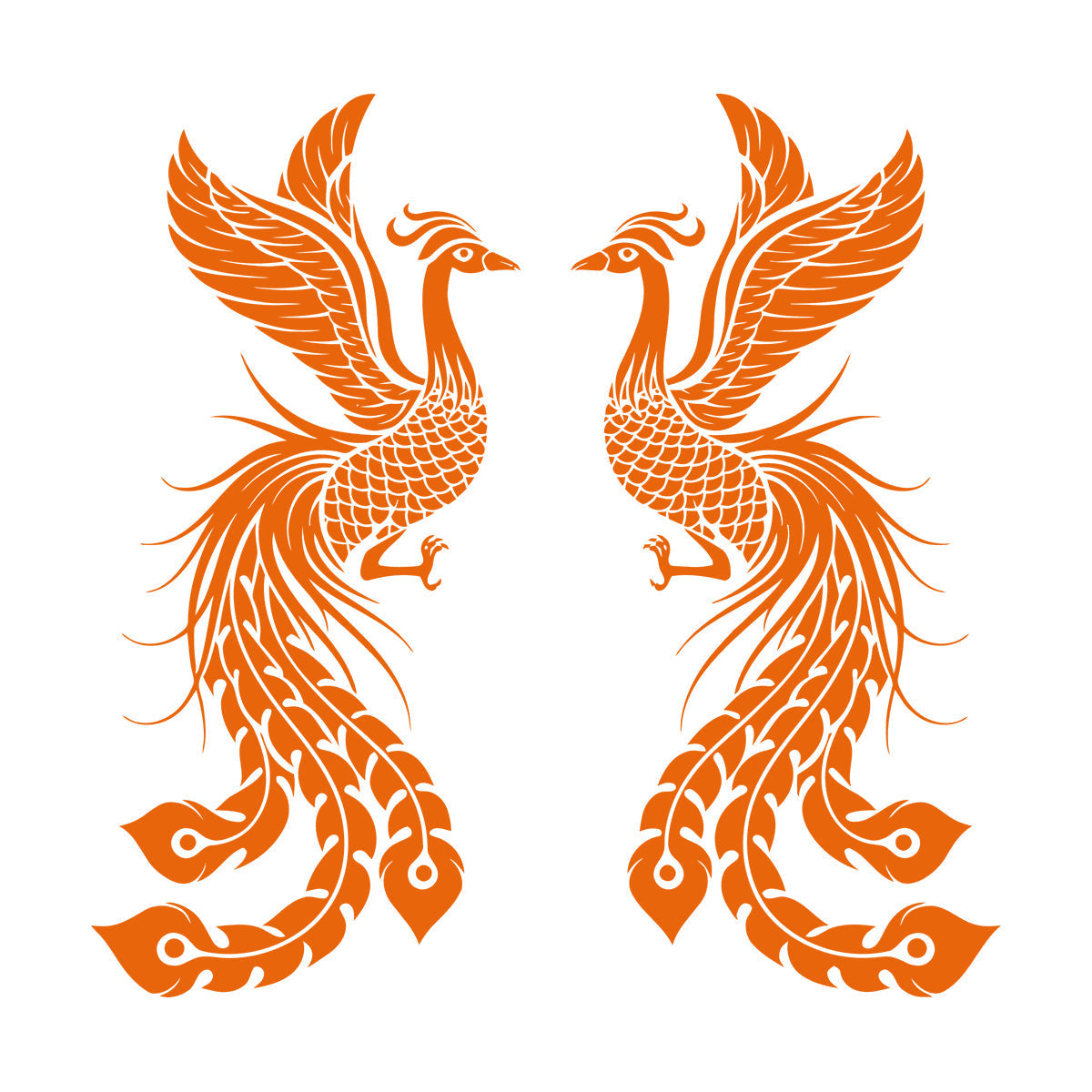 Fire Phoenix Couple Fantasy Birds Myth Engraving Stickers Waterproof