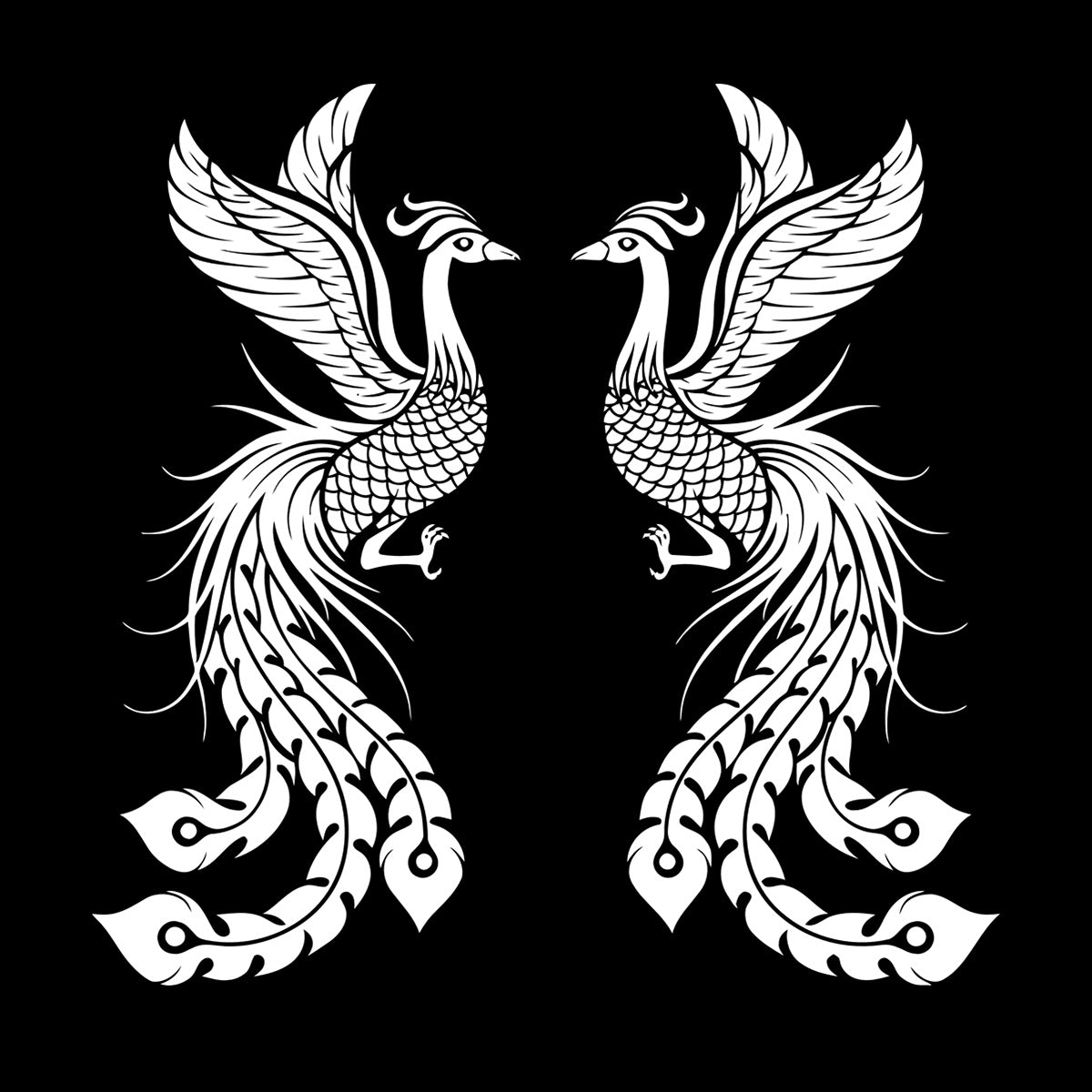 Fire Phoenix Couple Fantasy Birds Myth Engraving Stickers Waterproof