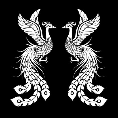 Fire Phoenix Couple Fantasy Birds Myth Engraving Stickers Waterproof